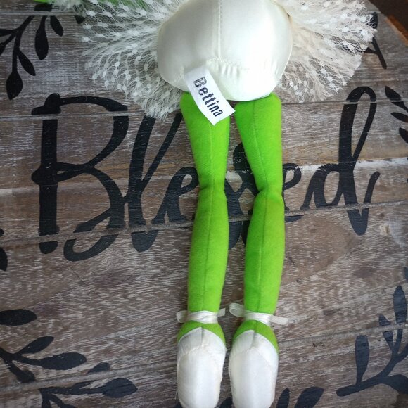 Bettina Ballerina Frog Plush by Russ 12" Berrie Green/White - Picture 3 of 4